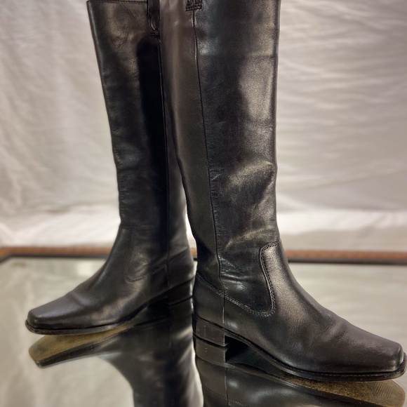 Michael Kors Shoes - Michael Kors Riding Boots Leather Square Toe Black